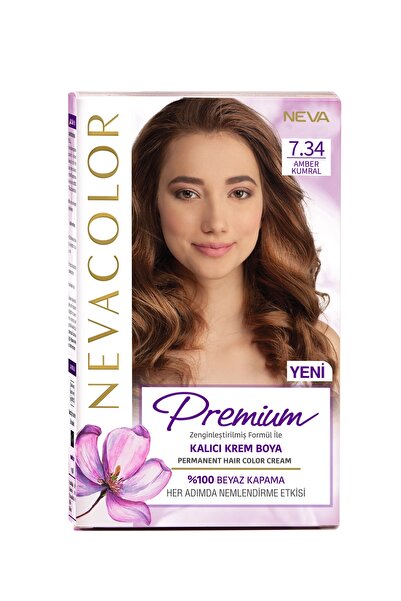 NEVA KOZMETİK Nevacolor Premium Kalıcı Krem Set Boya 7.34 Amber Kumral