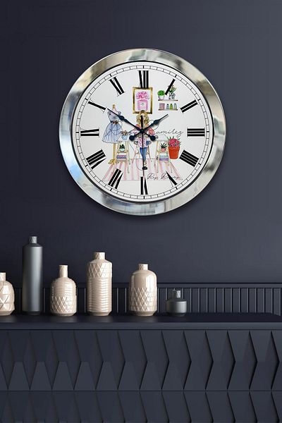 Kasva Concept Gift 36 cm Chrome Metal Tailor Wall Clock