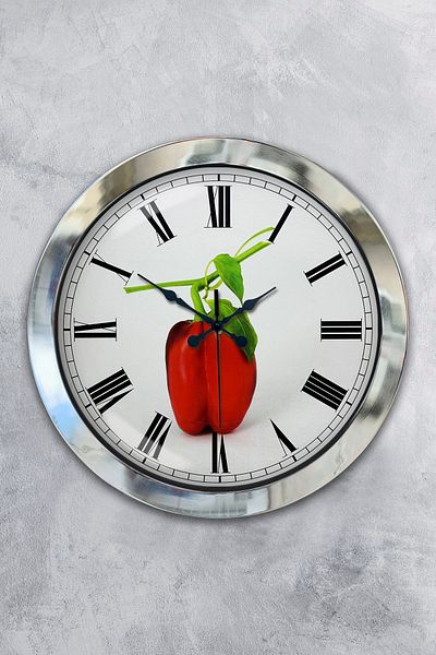Kasva Concept Gift 36 cm Chrome Metal Kitchen Wall Clock