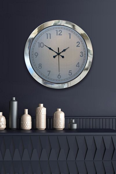 Kasva Concept Gift 36 cm Chrome Metal Classic Wall Clock