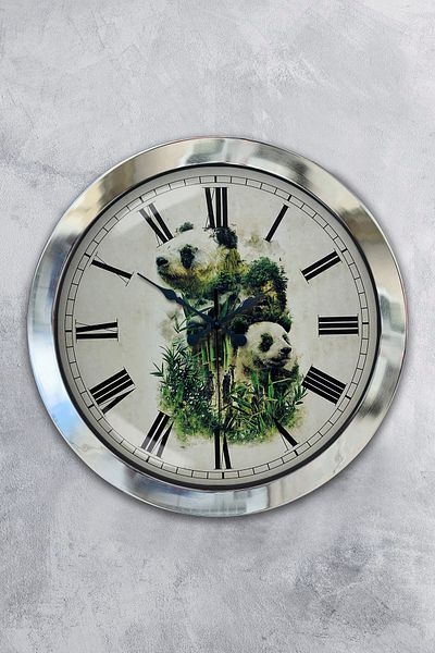 Kasva Concept Gift 36 cm Chrome Metal Animal Wall Clock