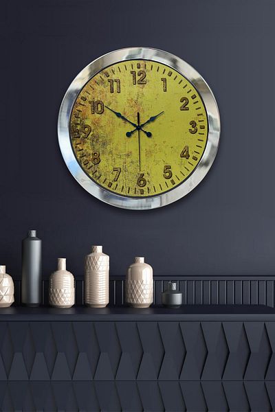 Kasva Concept Gift 36 cm Chrome Metal Butterfly Wall Clock