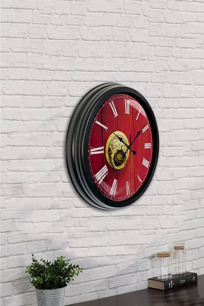 Kasva Concept 40 cm Black Metal Roman Numeral Wall Clock