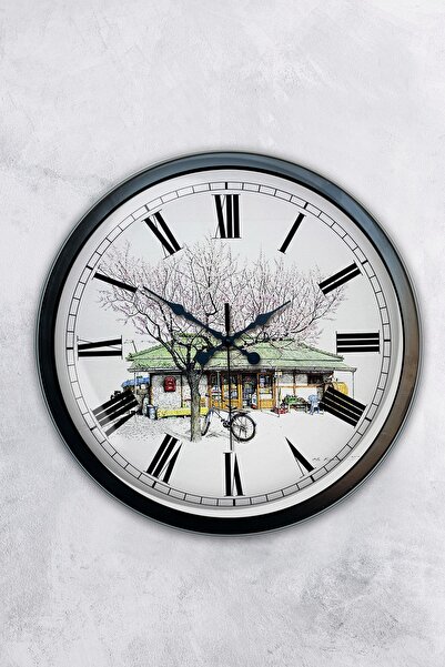 AİB STORE ساعة حائط منزلية معدنية باللون الأسود مقاس 40 سم