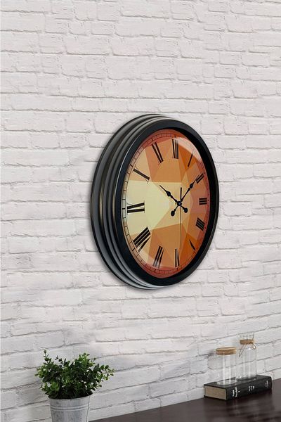 Kasva Concept Gift 40 cm Black Metal Patterned Wall Clock