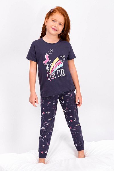 ROLY POLY Rolypoly Be Happy - Girl's Anthracite Short Sleeve Pajama Set
