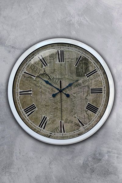 Kasva Concept Gift 40 cm White Metal Earth Wall Clock
