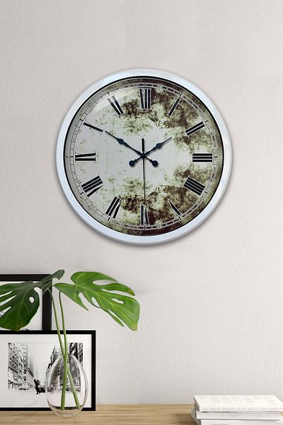 Kasva Concept Gift 40 cm White Metal Antique Roman Wall Clock