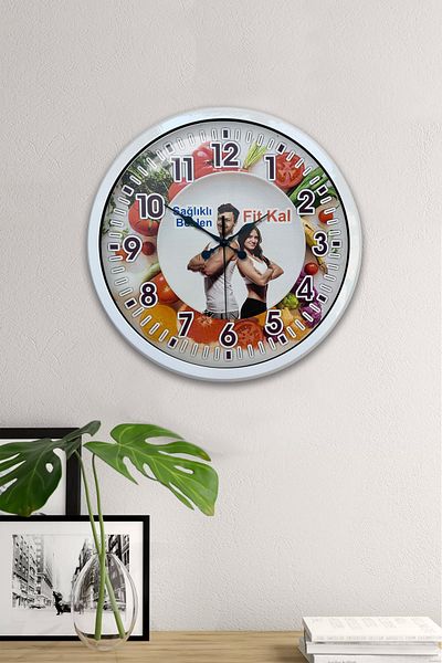 Kasva Concept Gift 40 cm White Metal Dietician Wall Clock