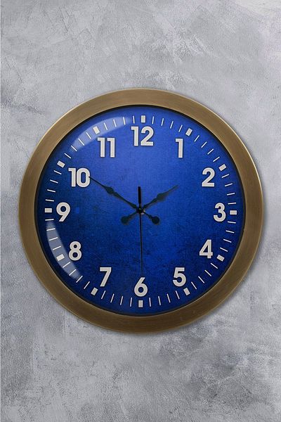 Kasva Concept 36 cm Antique Metal Blue Wall Clock