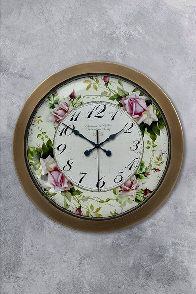 Kasva Concept 36 cm Tumbled Metal Flower Wall Clock
