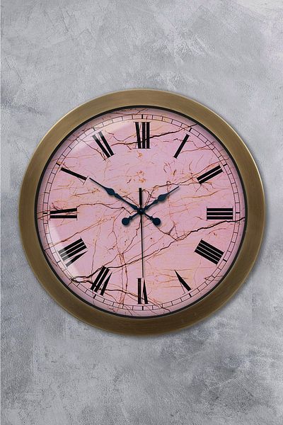 Kasva Concept Gift 36 cm Antique Metal Pink Wall Clock