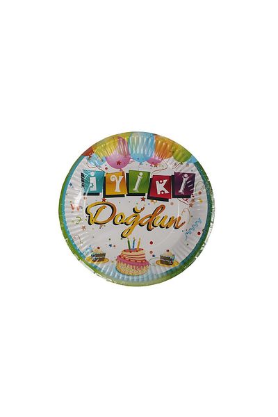Kına Atölyesi Birthday Cardboard Plate Colorful 8 Pieces