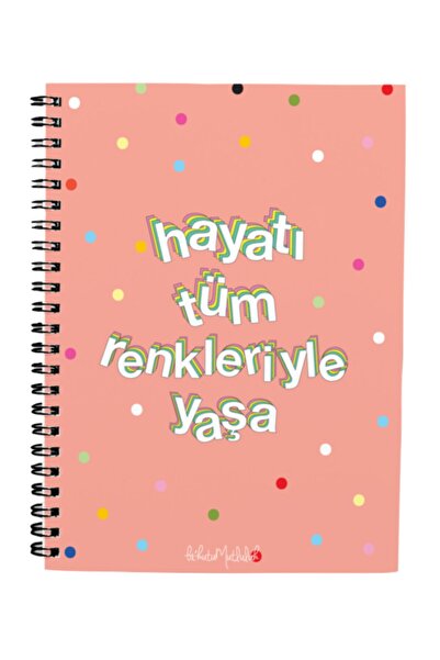 Bikutumutluluk Gift - N050 A5 Design Spiral Notebook - Live Life with All Colors