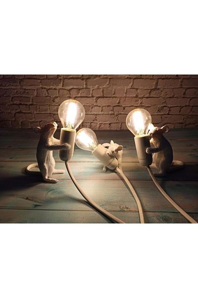 CajuArt Thief Mouse Triple Figurine Modern Table Lamp Home Office Decor Led Lamp