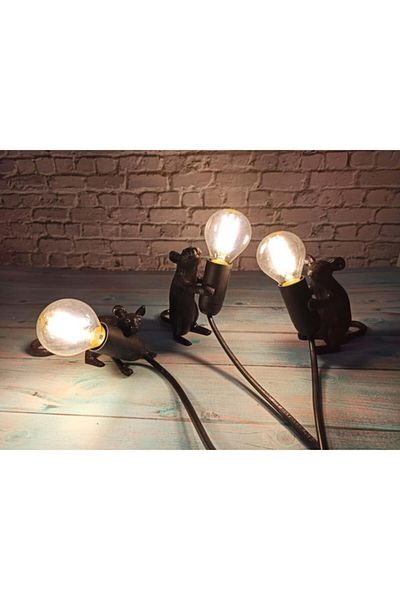 CajuArt Thief Mouse Triple Figurine Modern Table Lamp Home Office Decor Led Lamp