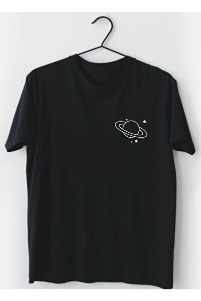 venüsdijital Μαύρο μπλουζάκι Unisex με λογότυπο Saturn