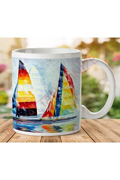 ART HEDİYE كوب بتصميم الأشرعة مطبوع على الجانبين