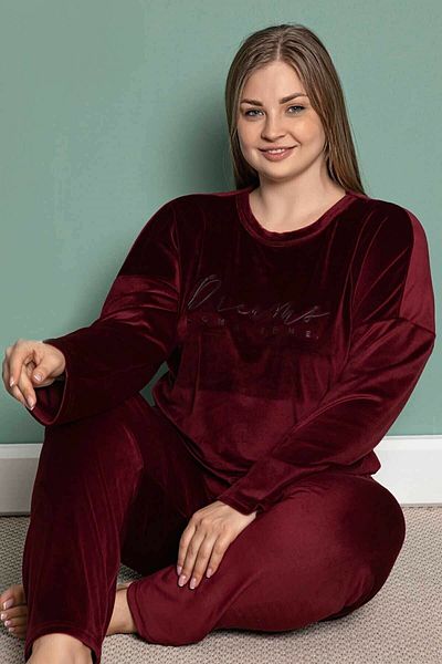 Mihra Stil Set pijamale din catifea de marime mare pentru dama