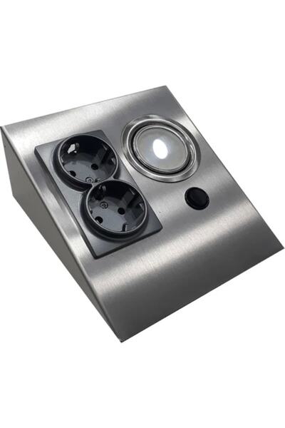 Espar Dolap Tezgah Altı Paslanmaz Metal İnox Led Aydınlatmalı Priz