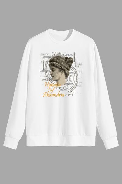 perseusshopping Μυθολογία Γυναίκα Φιλόσοφος Χυπάτια με τύπωμα Λευκό φούτερ