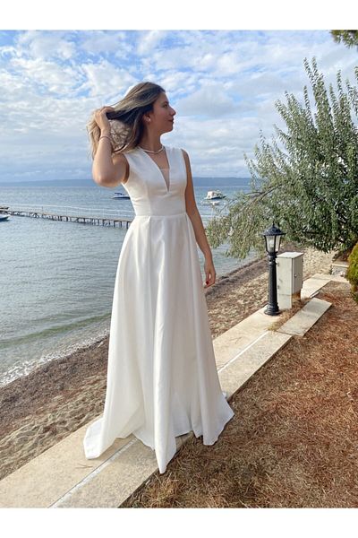 AGONYA MODA Pearl Detailed Evening Dress