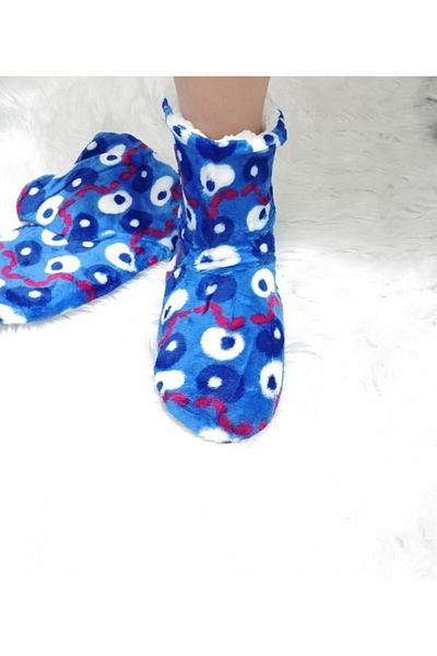 KorseShop Χειμερινές μπλε χάντρες με μαλακό βελούδινο παντόφλες