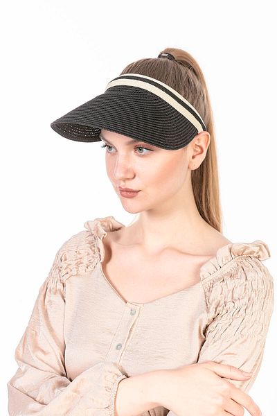 BALIENTE Lp11530 Model - Black Straw Tennis Visor Hat