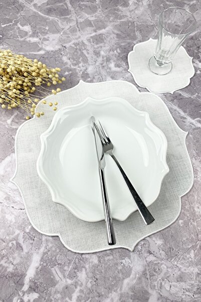 WEARE2 Set de 2 piese cu broderie albă, șervețele americane și de cocktail