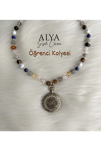 ALYA BUTİK Cevşenli-doğal Taşlı Öğrenci Kolyesi