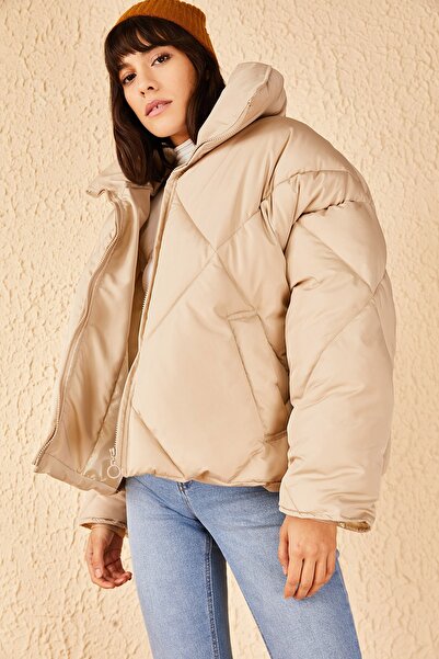 Bianco Lucci Дамско пухено яке с камилен цвят, 10191065