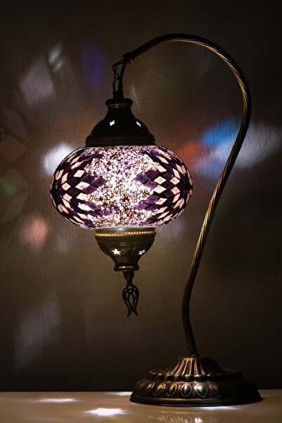 Asylove Mozaik Ev Yapımı Masa Lambası, Otantik Ev Aydınlatması, Dekoratif Mas...