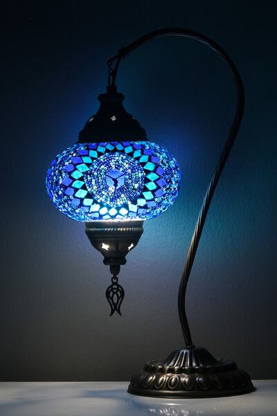 Asylove Mozaik Ev Yapımı Masa Lambası, Otantik Ev Aydınlatması, Dekoratif Mas...