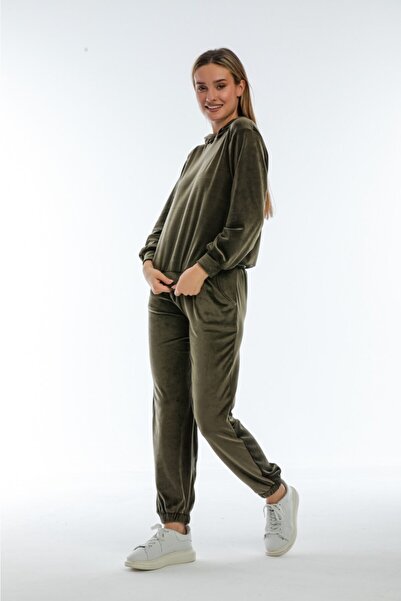 CİXAPLE Costum dublu din catifea cu glugă