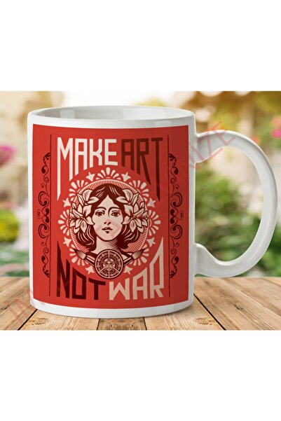 ART HEDİYE كوب مطبوع على الجانبين من Make Art Not War