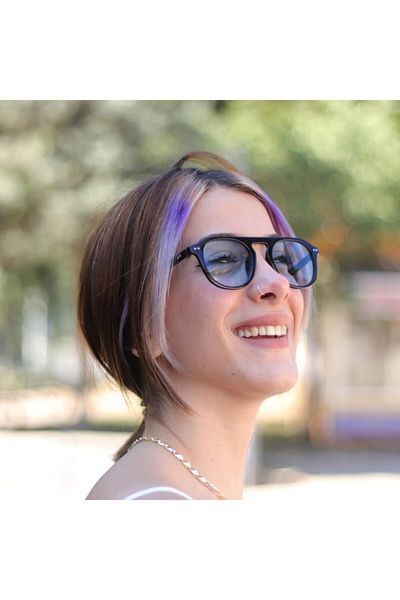 LOOKUP نظارات شمسية من الزجاج الأزرق بإطار أسود وأزرق وأزرق بيضاوي للجنسين