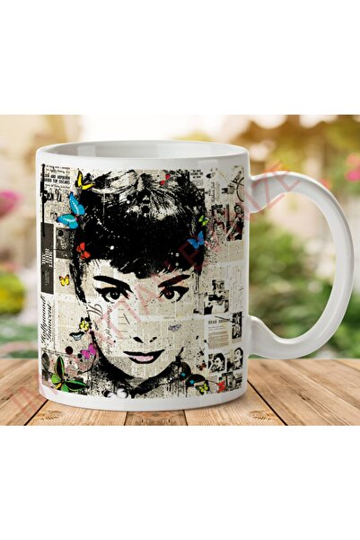 ART HEDİYE كوب مطبوع على الجانبين من صحيفة أودري هيبورن