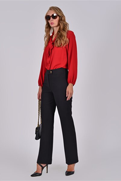 URBAM Bol Paça Siyah Yüksek Bel Pantolon