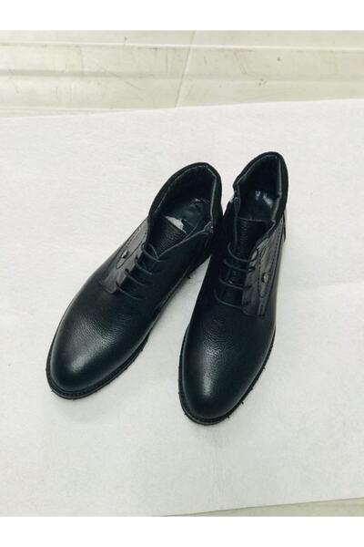 Aysun Ayakkabı Siyah Içi Dışı Hakiki Deri Bağcıklı Su Geçirmez Erkek Bot