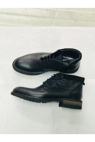 Aysun Ayakkabı Siyah Içi Dışı Hakiki Deri Bağcıklı Su Geçirmez Erkek Bot