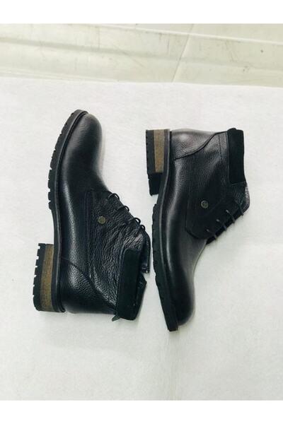 Aysun Ayakkabı Siyah Içi Dışı Hakiki Deri Bağcıklı Su Geçirmez Erkek Bot