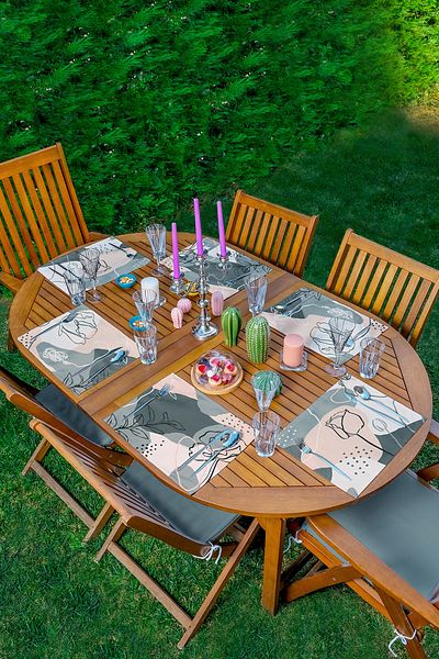 Realhomes Set de serviciu american pentru desen de trandafir de culoare crem, 6 piese