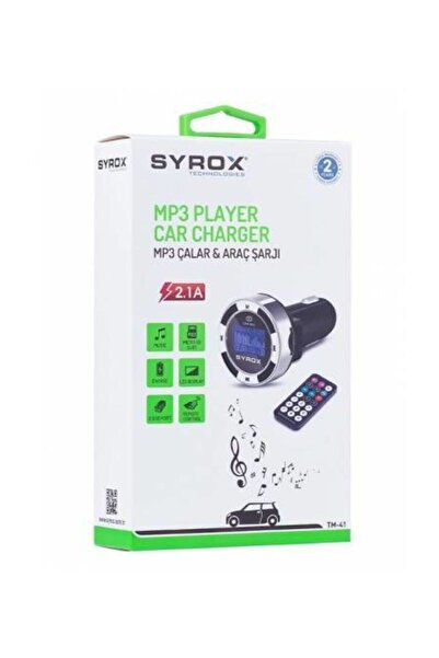 Syrox Mp3-hafıza Kart-usb Fm Transmitter Ve Araç Şarjı 2.1a - Syx - Tm41 -