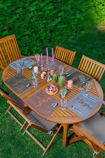 Realhomes Set de serviciu american pentru desen floral Onedraw, fundal colorat din 6 piese