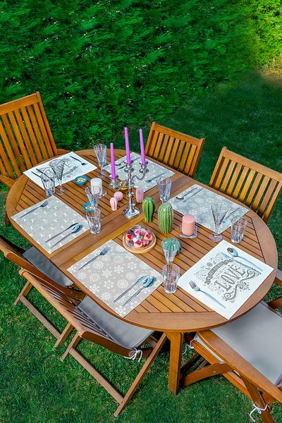 Realhomes Set de serviciu american cu tematică dragoste fulgi de nea gri 6 piese