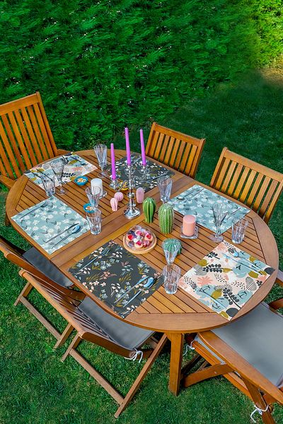 Realhomes Set de servicii americane cu flori colorate din 6 piese