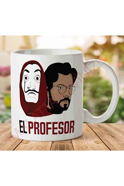 ART HEDİYE كوب مطبوع على الجانبين من La Casa De Papel مع قناع من El Professor