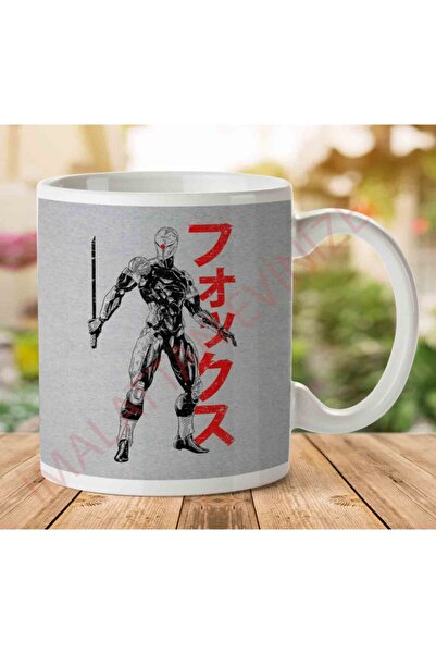 ART HEDİYE كوب رمادي فوكس ميتال جير سادة مطبوع على الجانبين