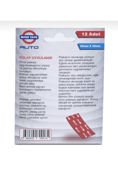 Boss Tape Araç Plaka Bandı 1paket 12adet