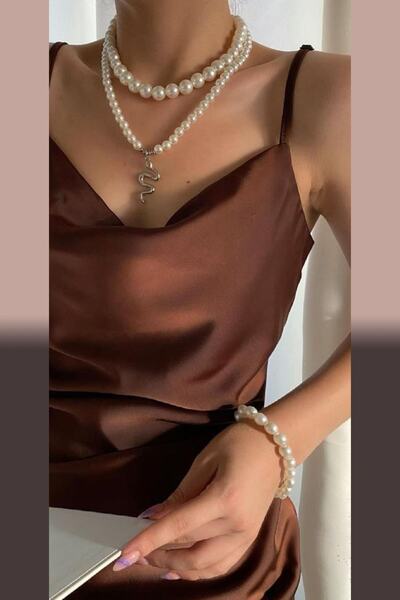 Clare's Store قلادة مزدوجة على شكل ثعبان للنساء